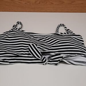 Xhilaration, padded, black and white horizontal striped, swim top